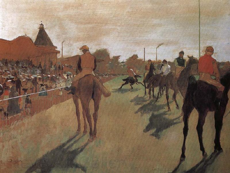 Edgar Degas a group of Racehorse